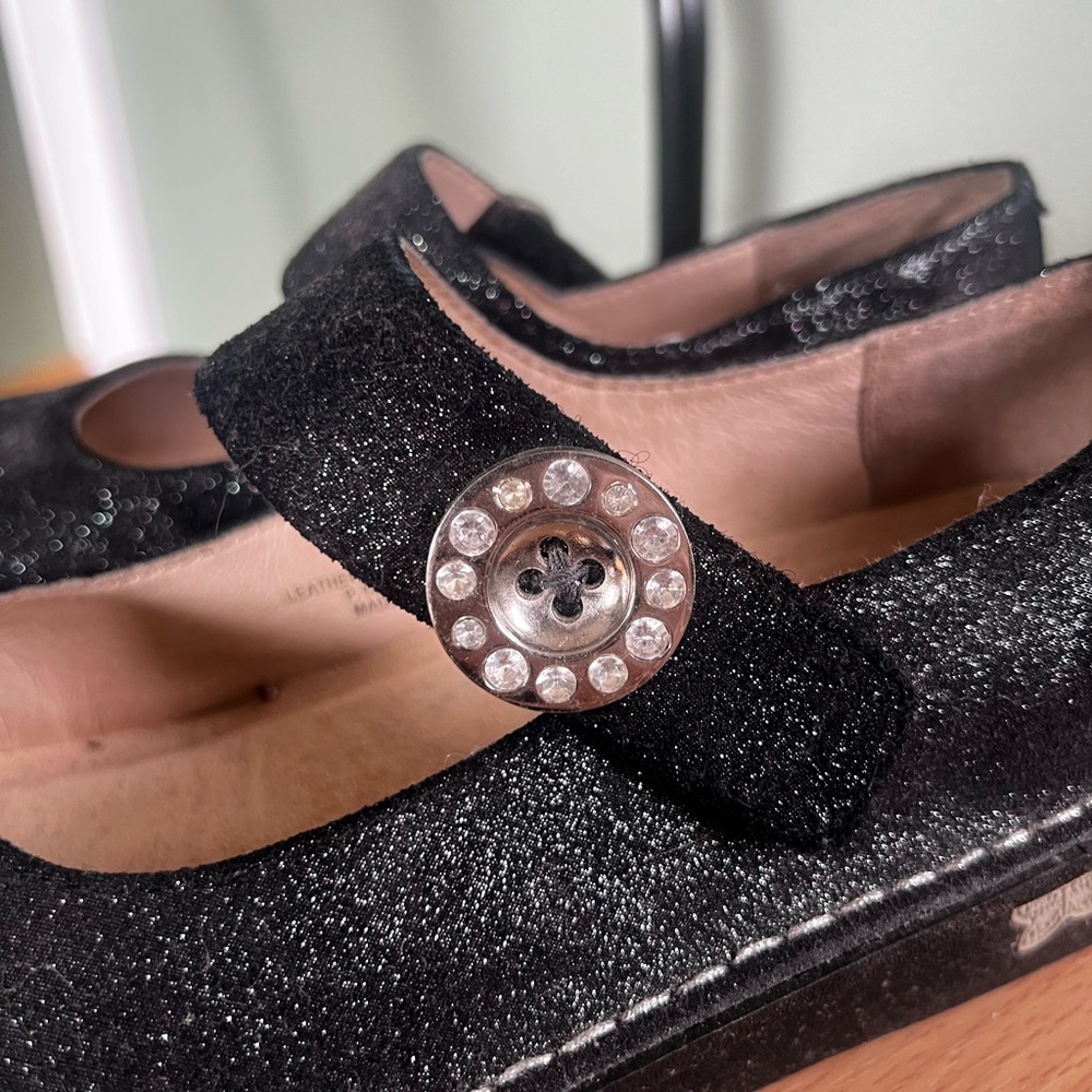 Alegria Black Suede Mary Jane Clogs with purple shimmer (38) - Picture 4 of 14
